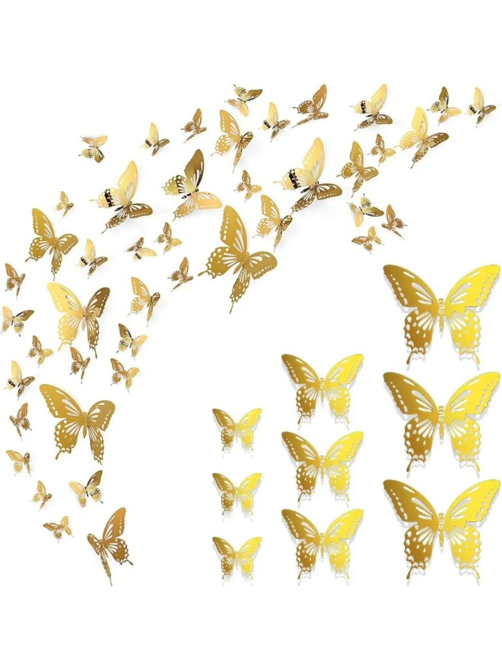 48 Metal Butterfly Wall Decor - 3D Flying Butterflies for Home, Craft & Party